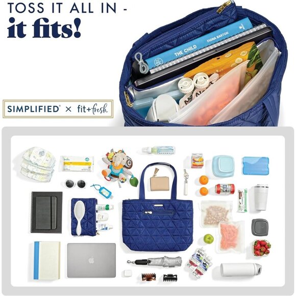 Fit & Fresh Metro 2-in-1 Quilted Tote, Laptop Bag with Insulated Cooler Women - Picture 4 of 9